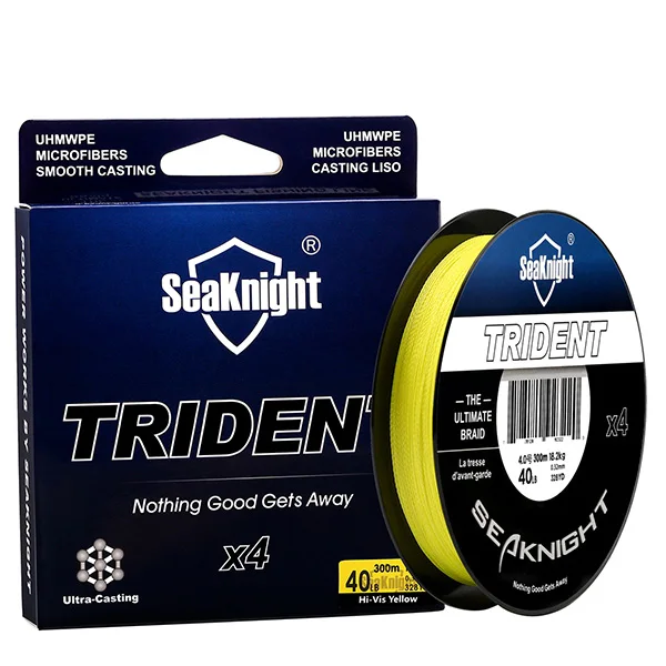 SeaKnight TRIDENT 300 м 500 м 1000 м 4 нити PE леска 8-80lb мощность Multifilament соленой воды плавающая леска для карпфишинга - Цвет: yellow