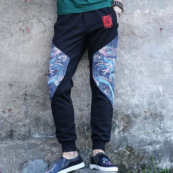 

Autumn New Fashion Korean Youth Slim Casual Pants Men Hip Hop Dance Sweatpants Chinese Style Dragon Printing Joggers Trousers