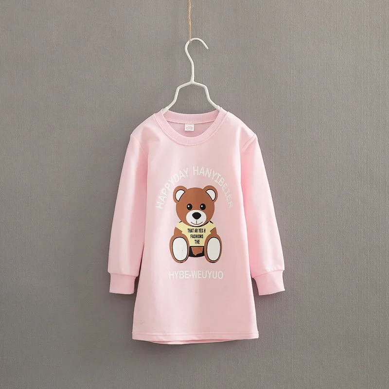 

Spring 2016 children's bottoming shirt autumn paragraph girls children cartoon Long sleeve long section of the dress vestidos