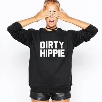 

2019 Women Tracksuit Black Women New Hoodies Autumn Winter Sweatshirt Hip-hop Style Dirty Hippie Letter Print O-neck Hoodies