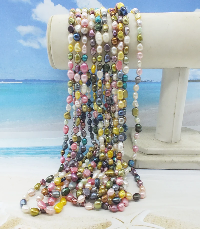 wholesale! 50PCS 5-6MM Irregular Mixed Color Baroque Pearl Necklace 18