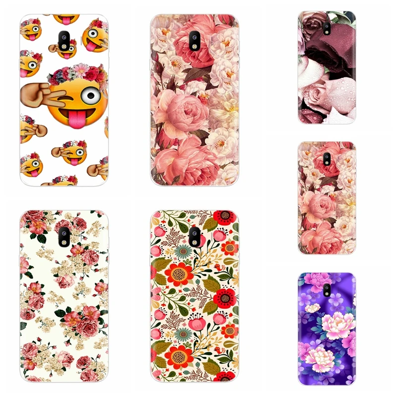 Soft TPU Case For Samsung Galaxy J1 J2 prime J3 J4 J5 J6 J7 2016 2017 2018 Silicon Pattern Cover Funda Flower AE077 |