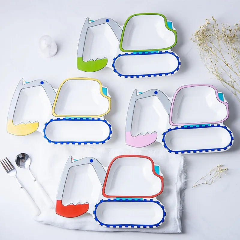 New Tableware Children's Tableware Creative Excavator Modeling Breakfast Plate Lovely Home Ceramic Plate Sub-plate Child's Table