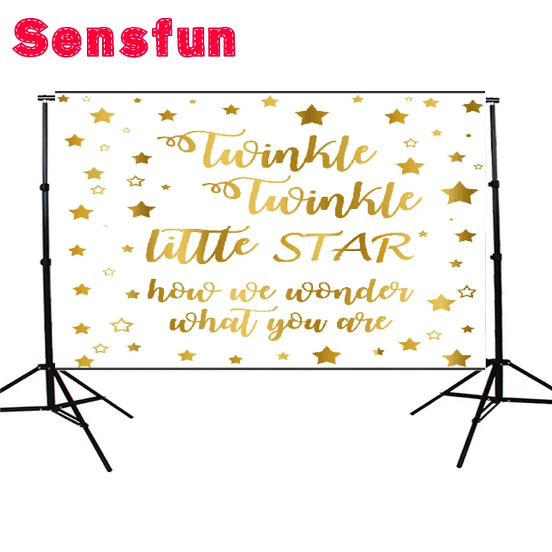 

Sensfun 7x5FT Twinkle Little Gold Stars White Wall Custom Photography Studio Background Backdrop Vinyl Cloth