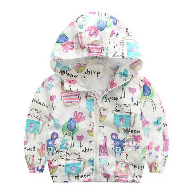 CUte Rabbit Graffiti Kids Jacket For Girls Trench Coats Spring Sunscreen Clothing Comfortable Girl Jackets Girls Outerwear Coats (2)