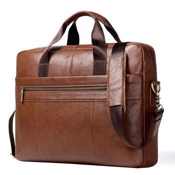 

Men's Briefcase Leather Shoulder Diagonal Cross-body Leather Business Bag Can Hold 15.6-inch Computer