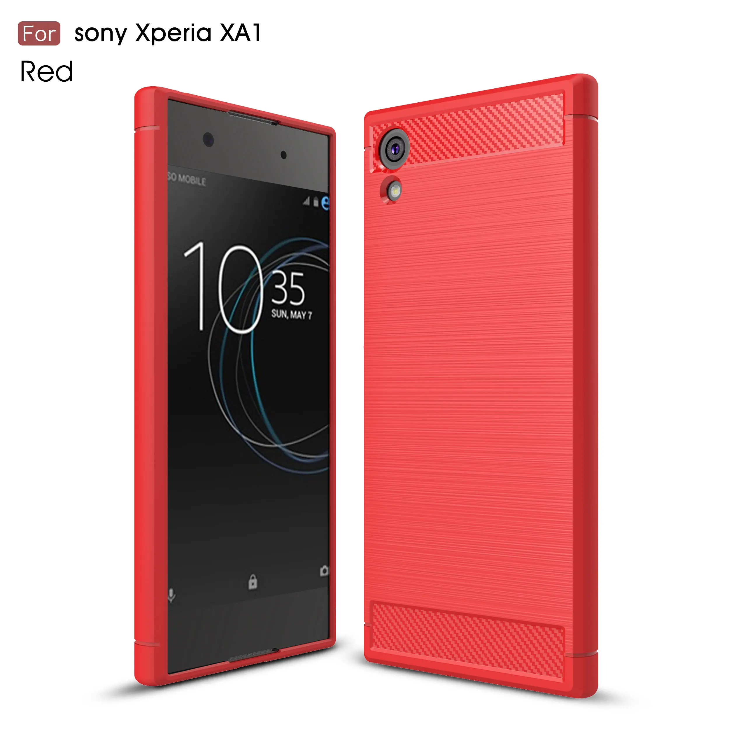 Bova армированный чехол из углеродного волокна для Sony Xperia XA1/XA1 Plus/XA1 ультра TPU Мягкий силиконовый чехол coque fundas - Цвет: Red SSDTXW