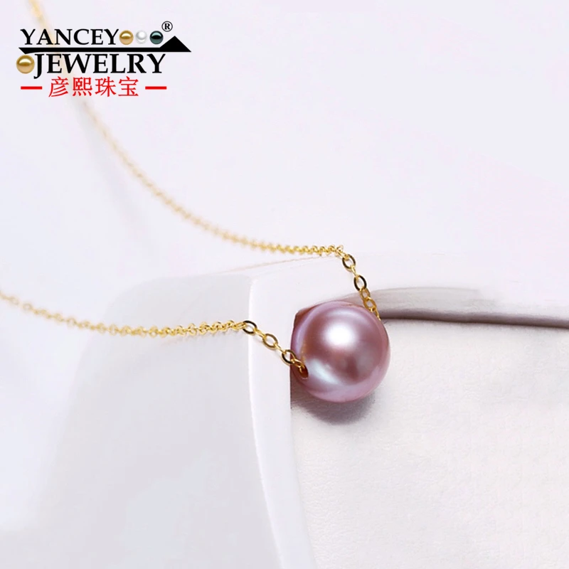 

Natural Purple freshwater pearl necklace & pendants, whth 18K gold and S925 silver chain good lucky fine necklace pendants