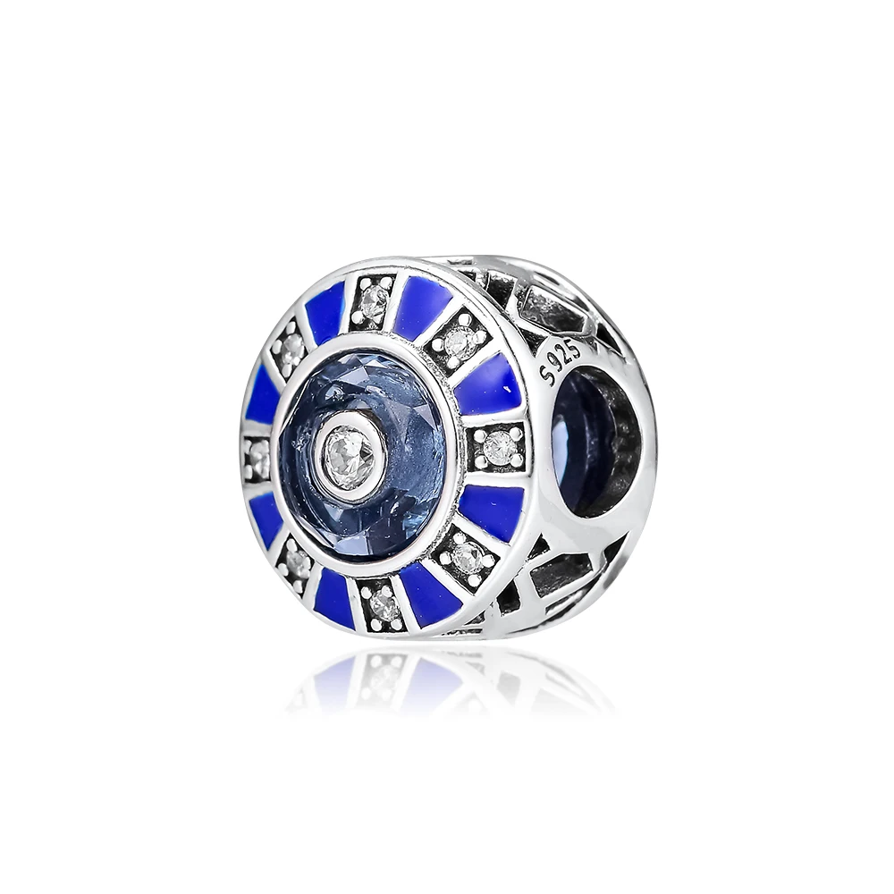 

CKK Silver 925 Jewelry Fits Pandora Bracelets Mosaic Blue Charm Fashion Beads Original Sterling Silver Making