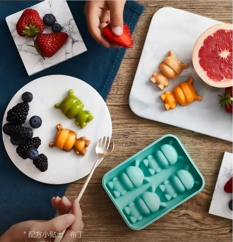 Xiaomi Mitu Ice Tray Food Grade Silicone Mold Cartoon Shape 4Cubes Ice Cream Mold DIY Ice Maker Household ice cube tray mold (4)