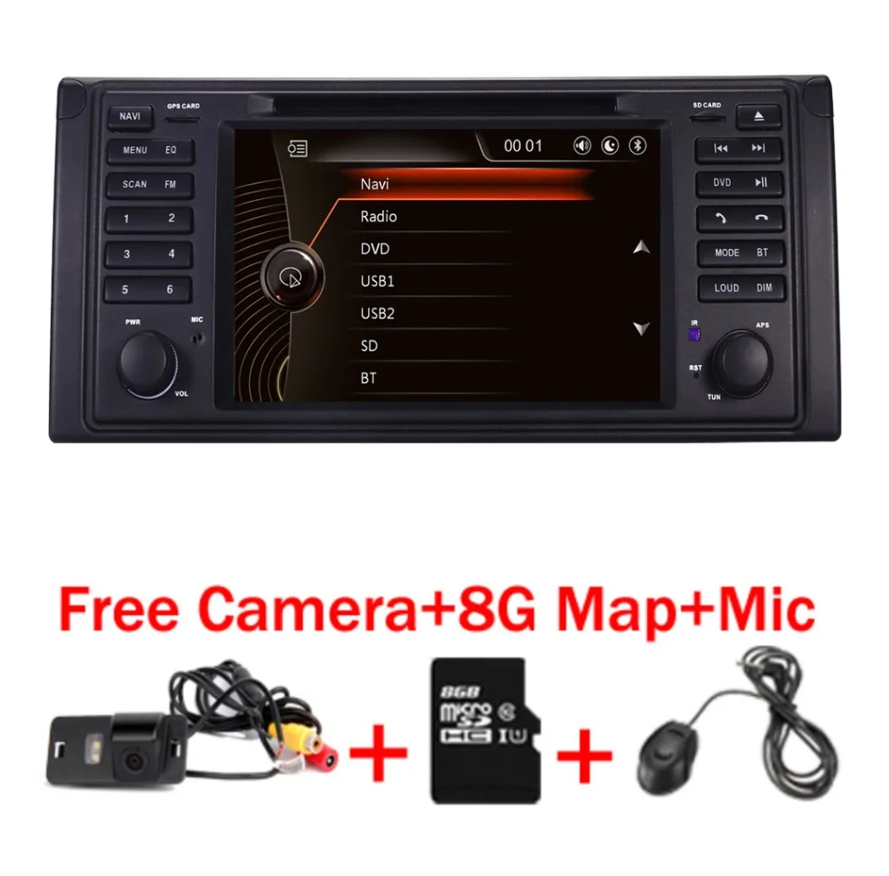 Cheap Free Shipping 2 din Car DVD GPS Navi for bmw e39 E53 X5 With GPS Bluetooth Radio USB SD Steering wheel control rear Camera map 0