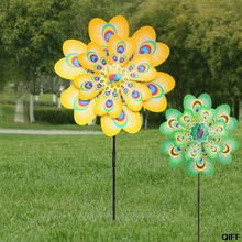 Большой двухслойный Павлин ветряная мельница ветер Спиннер дети игрушка дворовый садовый декор May06