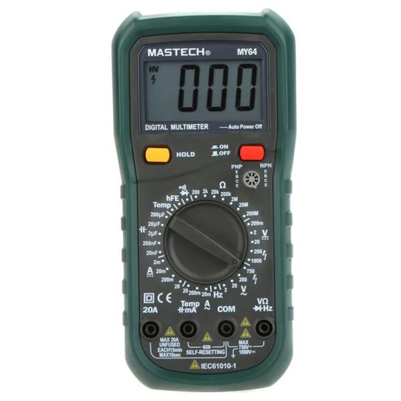 MASTECH MY64 Digital Multimeter DMM Frequency Capacitance Temperature Meter Tester w/ hFE Test Ammeter Multitester Multimetro digital multimeter w temperature capacitance frequency test lcr meter ammeter analog multitester
