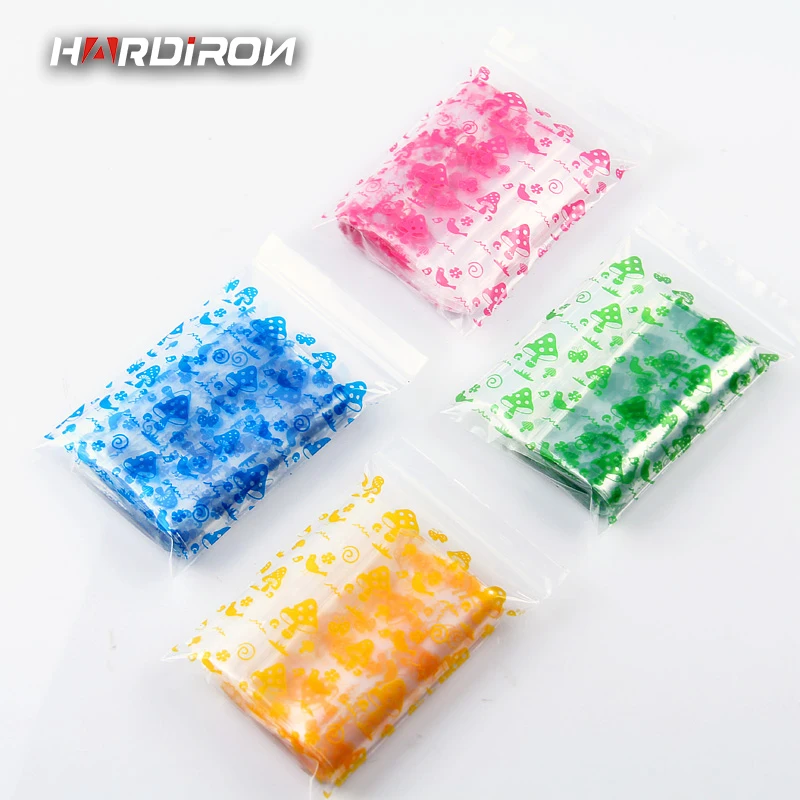 

HARDIRON 400PCS 10x15cm Front Printed Mushroom Pattern Jewelry Packaging Bag Transparent Zipper Sealed Plastic Bag