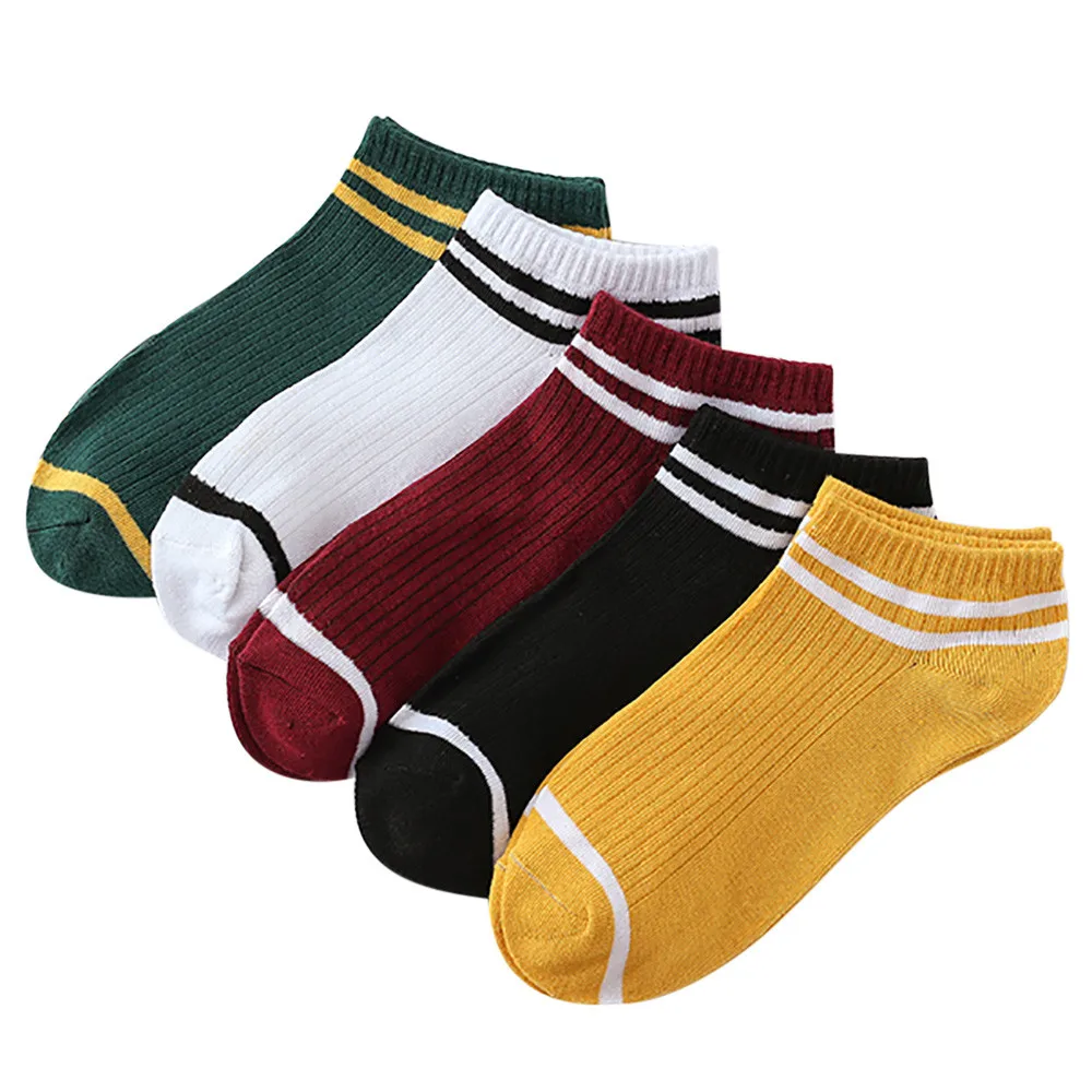 

Unisex 1Pairs Women Men Comfortable Stripe Unisex Cotton Sock Slippers Short Ankle Socks Female Summer Couple Five colors 3.7