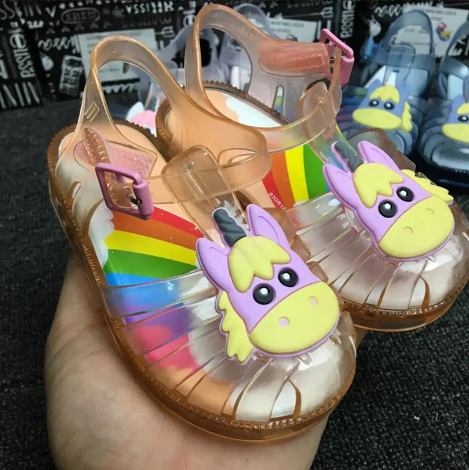 Mini Melissa Possession Unicorn/ г. прозрачные сандалии для девочек летние сандалии Melissa/детские сандалии пляжная обувь для малышей