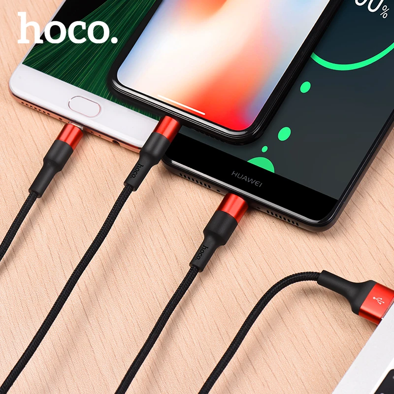 Беспроводное зарядное устройство HOCO 3 in1 USB кабель для передачи данных для iPhone X XS XR 8 7 6 6s кабель Micro Тип usb C кабель для samsung S9 S8 Быстрый зарядный кабель 2A Зарядное устройство