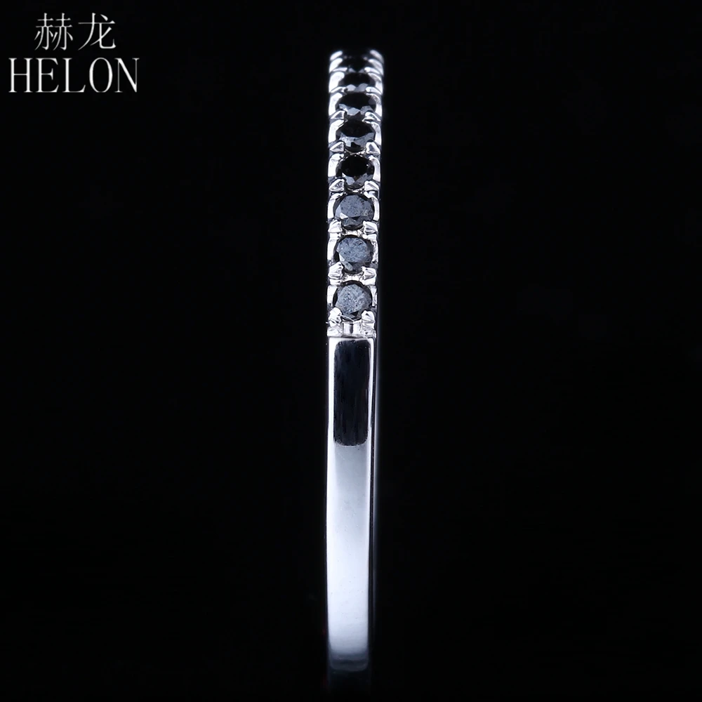 HELON Solid 10 K белое золото проложить черный обод с бриллиантами кольцо стиль изысканное обручальное свадебное кольцо женские модные ювелирные изделия