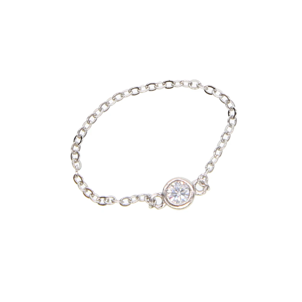 authentic 100% 925 sterling silver AAA+ cubic zirconia bezel cz charm cz bar delicate dainty thin chain simple girl ring