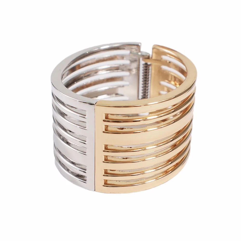 

Statement Metal Big Cuff Bracelets For Women Charm Mixed Color Alloy Big Bangles Bracelets Party Jewelry 2019 New UKEN