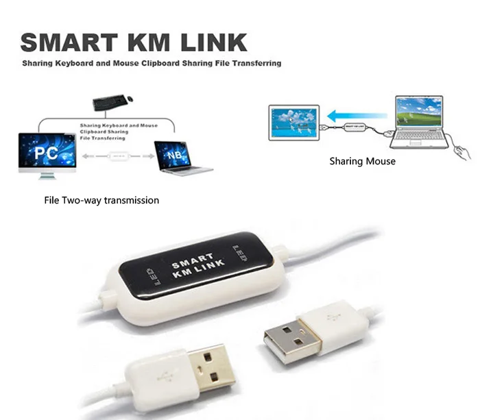 

NEW USB Smart KM Link PC TO PC Keyboard Mouse KVM Sync Data Link Connection Cable Two 2 Computers Easy File Transfer Share