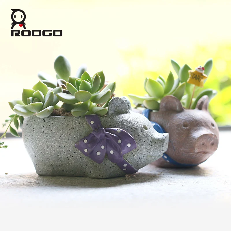 

2015 new design resin lovely pig flower pot
