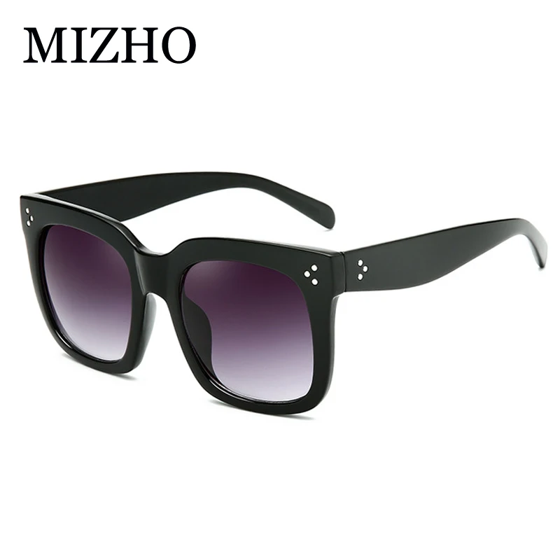 MIZHO Retro Quality Sunglass Lady Oversized Flat Top Eyewear Gradient UV400 Lunette Luxury Brand Sunglasses Women Mirror Rivet
