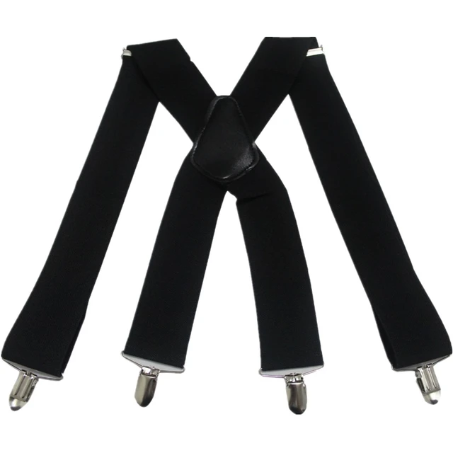 Suspender Armband Set 30mm Width X Type Solid Mambo Black Men Made