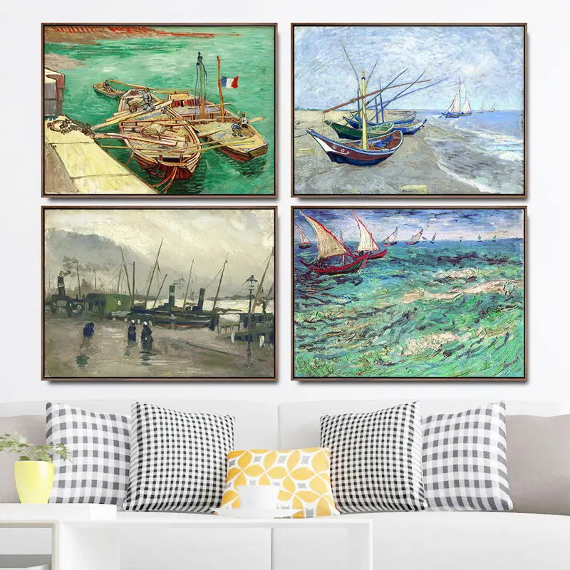 

Home Decoration Art Wall Pictures Fro Living Room Poster Print Canvas Paintings Netherlandish Vincent Van Gogh Ship
