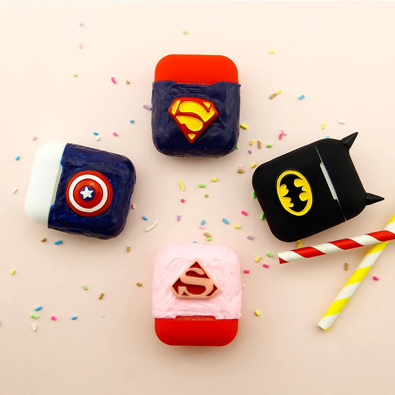 

Cute Handmade Silicone Case For Apple Airpods 1 2 Accessories Protective Cover Unique 3D Cartoon Antidust Bag DIY Case with Rope