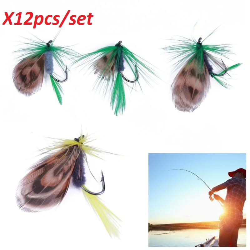 12pcs/set Fly Fishing Lure Simulation Flies Baits Set Dry /Wet Flies