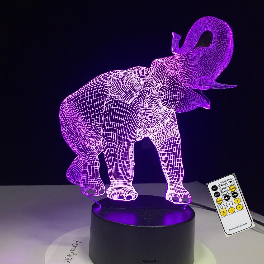 

Rolling Nose Happy Elephant 3D Lamp 7 Color USB Night Lamp LED Lights for Kids Birthday Gift USB Remote Support Drop shipping