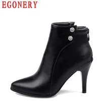 Thin High Heels Back Zipper Pointed Toe Ankle Womens Boots For Woman Fashion Party Shoes Autumn