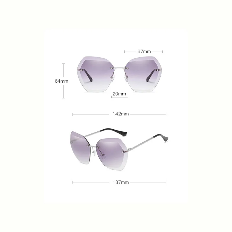 Новые дизайнерские солнцезащитные очки без оправы для женщин, высококачественные роскошные брендовые Винтажные Солнцезащитные очки для женщин, подарок для женщин