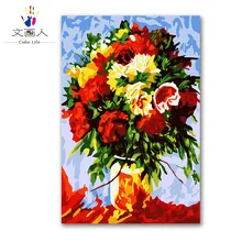 Растение цветок красивая ваза композиция DIY цифровая картина маслом по номерам с комплектами на canvasa для детей Рождественский подарок на день рождения