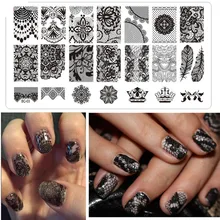 Lace Nail Plate Charm Lady Template Lace Design Pattern Image Stamping Steel Plate Nail Art DIY Nail Decoation
