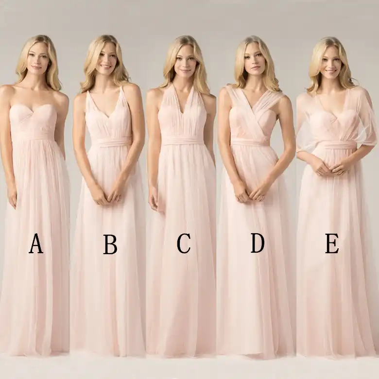 blush bridesmaid gowns