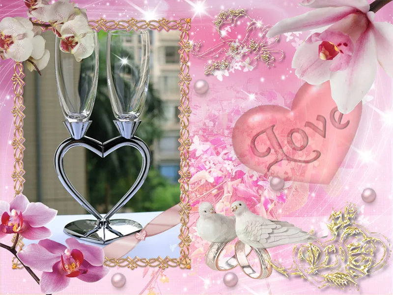 В форме сердца металлическая Хрустальный Свадебные бокалы для вина для любви и подарков
