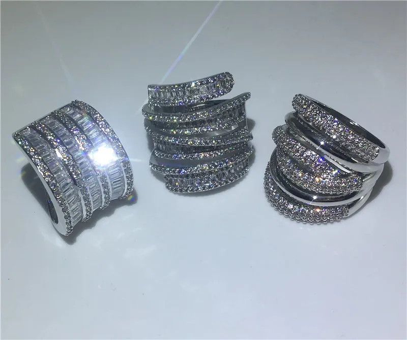Choucong, 3 вида стилей, большое кольцо, 925 пробы, серебро, AAAAA, циркон, обручальное кольцо, кольца для мужчин и женщин, ювелирные изделия на палец