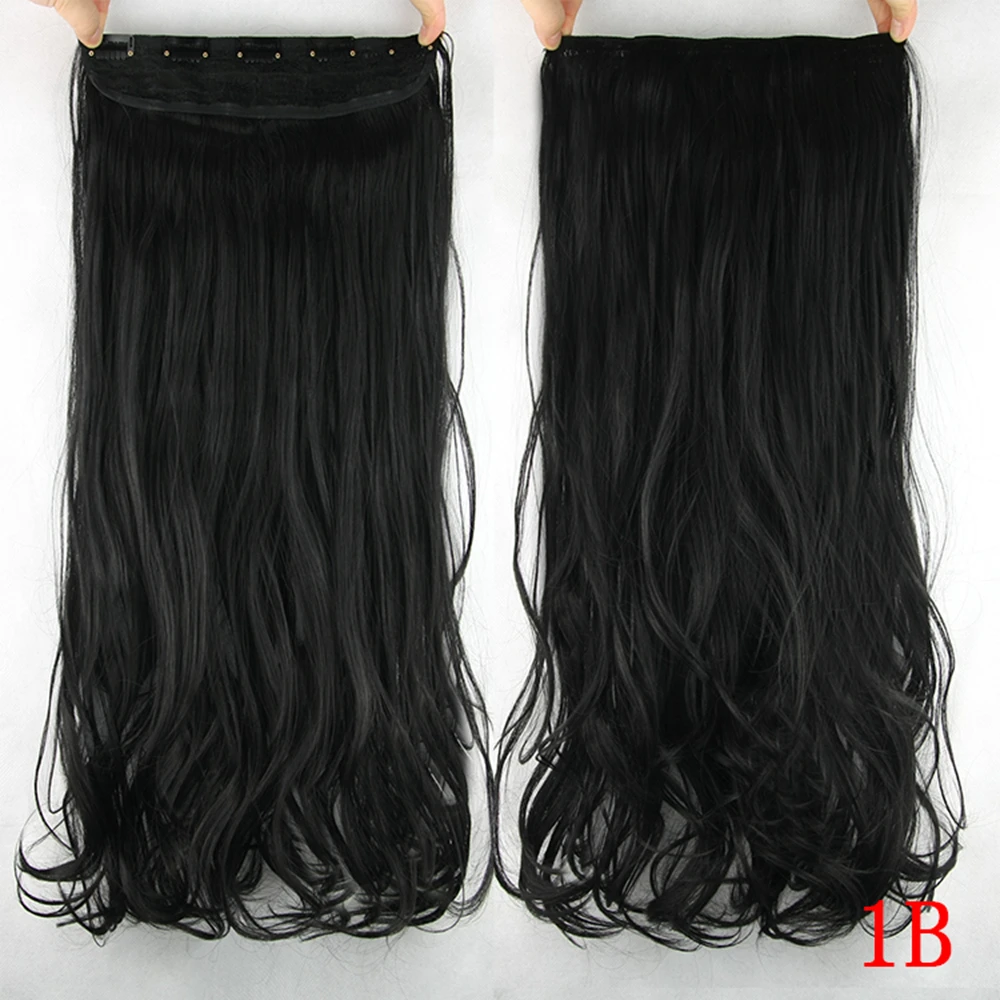Soowee 60 см Длинные Синтетические волосы на заколках для наращивания волос термостойкие шиньоны натуральные волнистые волосы - Цвет: 1B