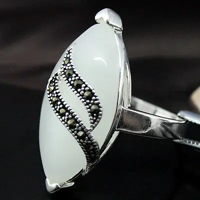 

13*29mm WHITE OPAL STERLING SILVER 925 BALI HANDCRAFTED RING SIZE7/8/9/10 for valentice day's gift