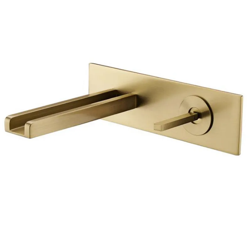 

Drawing Gold Facebasin Hotel Faucet Cold and Hot mixer Water LED Invisible Wall Table Washing Faucet Set all copper basin tap