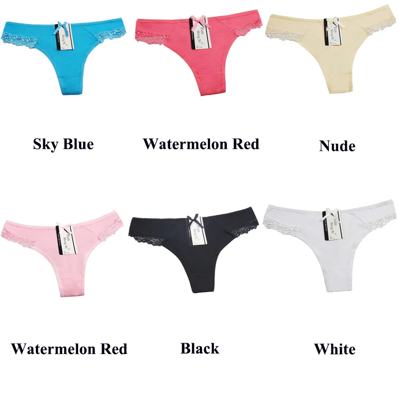 Lace Trim Girl G-String Low Rise Cotton Thong Sexy Lady Panties for Angola market Spandex Women Underwear T-back Wholesale Lingerie
