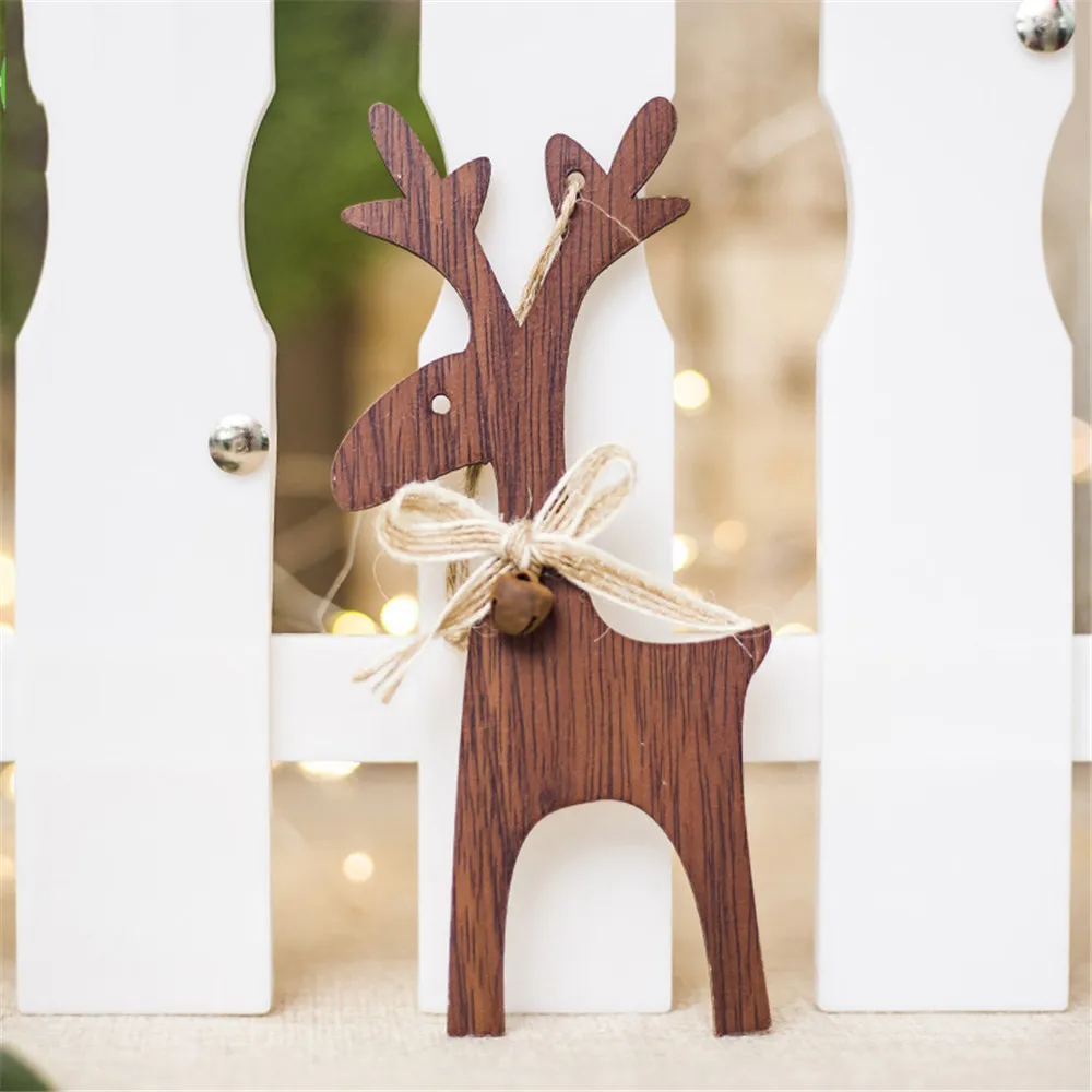 Деревянная подвеска в виде лося, рождественская елка, украшение на Рождество, праздничный олень, украшения для дома, для рождественской вечеринки