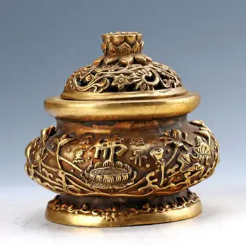 

Chinese Collectable Brass Hand Carved Lotus Incense Burner