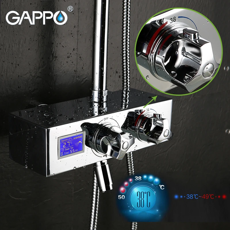 GAPPO смеситель для душа с ЖК цифровым дисплеем воды термостатический настенный