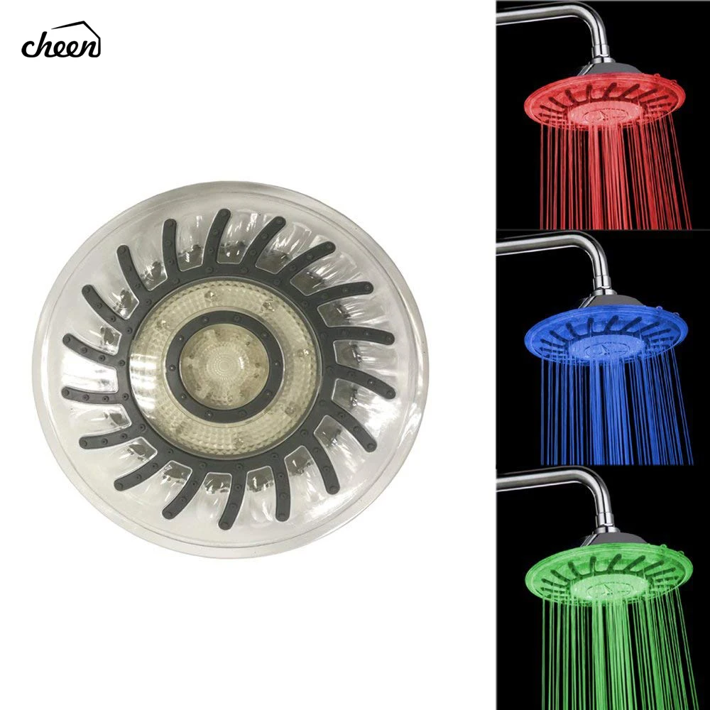 Kopen Cheen 8 inch 20 cm * 20 cm 3 Kleuren Veranderen Water Aangedreven Regen Led Douchekop Zonder Douche Arm badkamer Temerpature Automatische