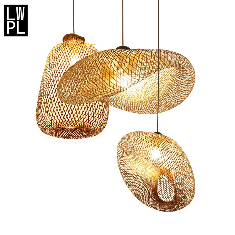 

LED Bamboo Chandeliers Lights Lustres Pendentes Dining room Hanging Lamp Suspension LED Luminaire Lighting Artwork Solar Light