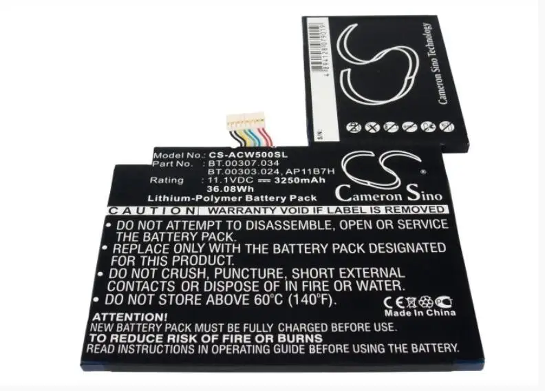 

Cameron Sino 3250mAh battery for ACER Iconia Tab W500 Iconia Tab W501 Iconia W500P AP11B7H BT.00303.024