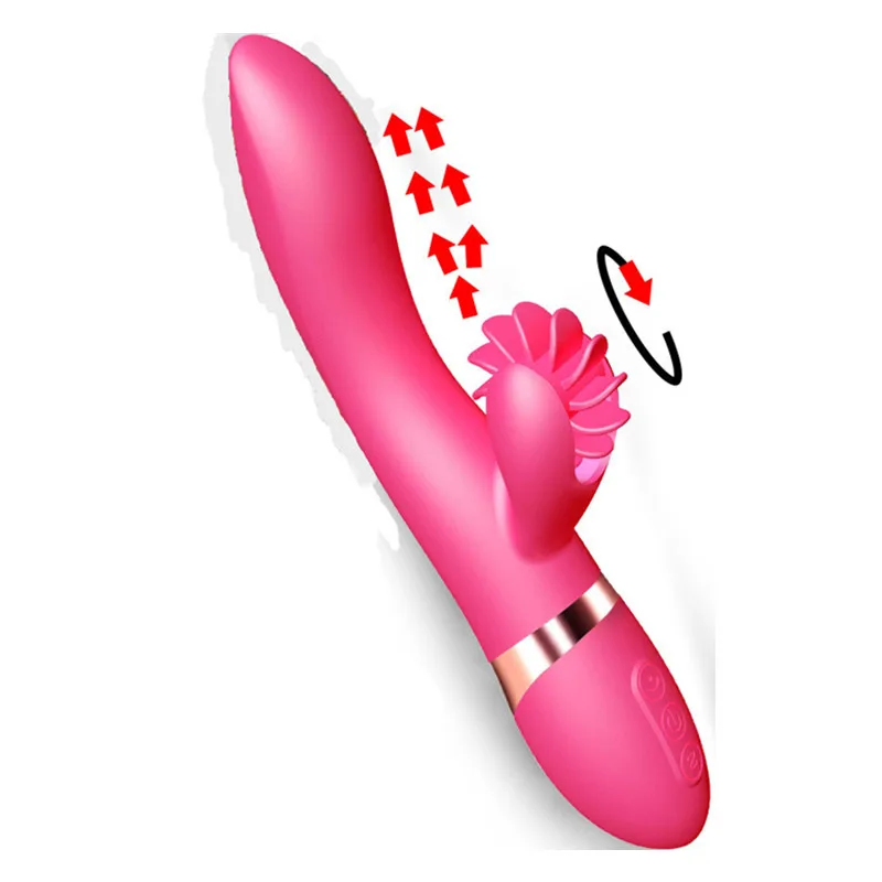 Rotation Tongue Licking Vibrator 7 Speed Rechargeable Silicone font b Dildo b font Vibrators for Women